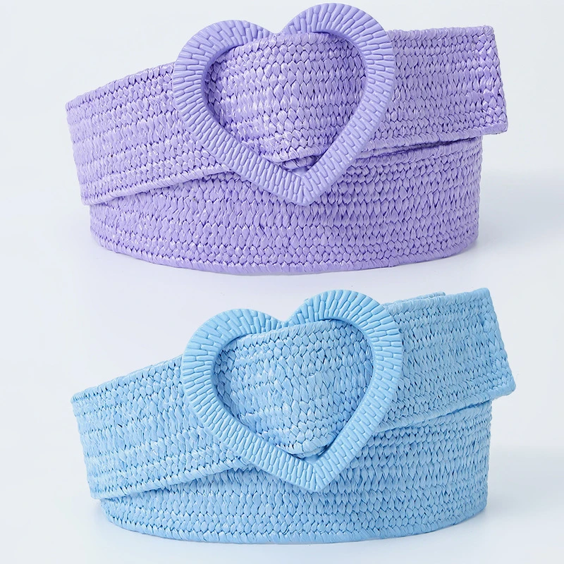 Women Solid Color Straw Belt PP Grass Waist Belt Linen Weave Wide Waistband Love Heart Buckle 4cm Wide Elastic Braided Belt
Women Solid Color Straw Belt PP Grass Waist Belt Linen Weave Wide Waistband Love Heart Buckle 4cm Wide Elastic Braided Belt
