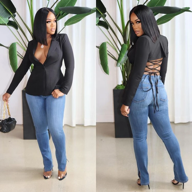 Plus Size Women Coat Autumn Solid Backless Drawstring Long-sleeve Slim-fit Blazer Suit Top Outerwear Gothic Clothes Wholesale
Plus Size Women Coat Autumn Solid Backless Drawstring Long-sleeve Slim-fit Blazer Suit Top Outerwear Gothic Clothes Wholesale