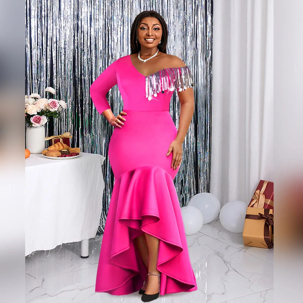 2023 African Dresses for Women Autumn Elegant African Long Sleeve V-neck Polyester Rose Red Mermaid Dress Maxi Dress S-4XL
2023 African Dresses for Women Autumn Elegant African Long Sleeve V-neck Polyester Rose Red Mermaid Dress Maxi Dress S-4XL