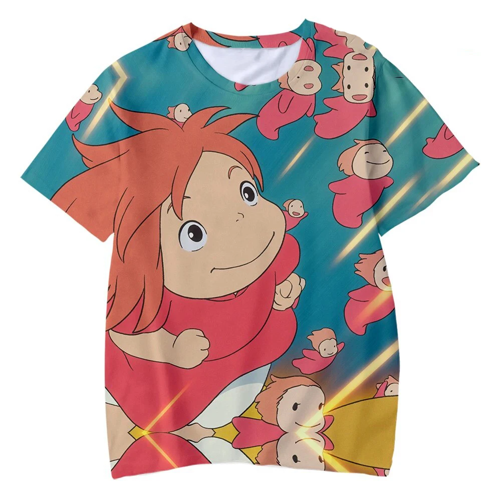 Футболка Ponyo на скале для мужчин и женщин, модная уличная одежда с 3D-принтом аниме, с коротким рукавом и круглым вырезом, детские топы
Футболка Ponyo на скале для мужчин и женщин, модная уличная одежда с 3D-принтом аниме, с коротким рукавом и круглым вырезом, детские топы