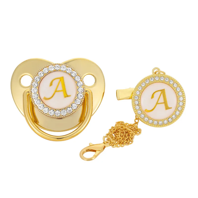 Newborn Baby Pacifier Clips Chain Gold Bling Bling Silicone Infant Pacifier Holder Baby Soother Nipple Dummy Baby Shower Gifts
Newborn Baby Pacifier Clips Chain Gold Bling Bling Silicone Infant Pacifier Holder Baby Soother Nipple Dummy Baby Shower Gifts