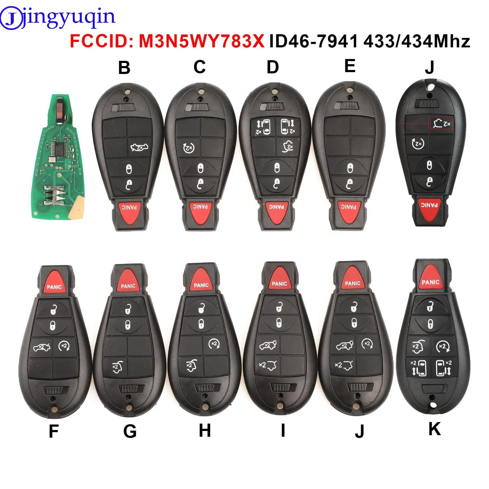 Jingyuqin 433 МГц 7941 фотосессия M3N5WY783X для Chrysler Town & Country Jeep Grand Cherokee Dodge Caravan Journey |