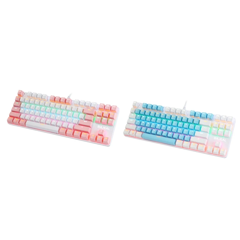 BAJEAL 2PCS K100 Two-Color Keyboard Green Axis Keycap USB Wired Mechanical Keyboard Gaming(White+Pink & Blue+White)
BAJEAL 2PCS K100 Two-Color Keyboard Green Axis Keycap USB Wired Mechanical Keyboard Gaming(White+Pink & Blue+White)