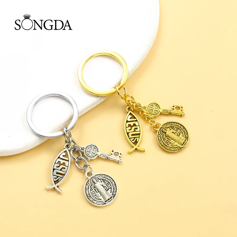 Fashion Vintage Saint Benedict Medallion Alloy Charms Keychains Jesus Catholic San Benito Metal Pendants Key Rings Ornament Gift
Fashion Vintage Saint Benedict Medallion Alloy Charms Keychains Jesus Catholic San Benito Metal Pendants Key Rings Ornament Gift