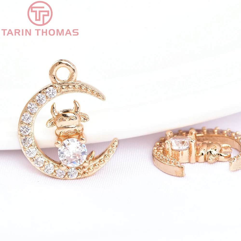 (6157) 10PCS 13.5x14MM 24K Gold Color Brass with Zircon Moon Shaped Calf Charms Pendants DIY Jewelry Making Findings Wholesale
(6157) 10PCS 13.5x14MM 24K Gold Color Brass with Zircon Moon Shaped Calf Charms Pendants DIY Jewelry Making Findings Wholesale