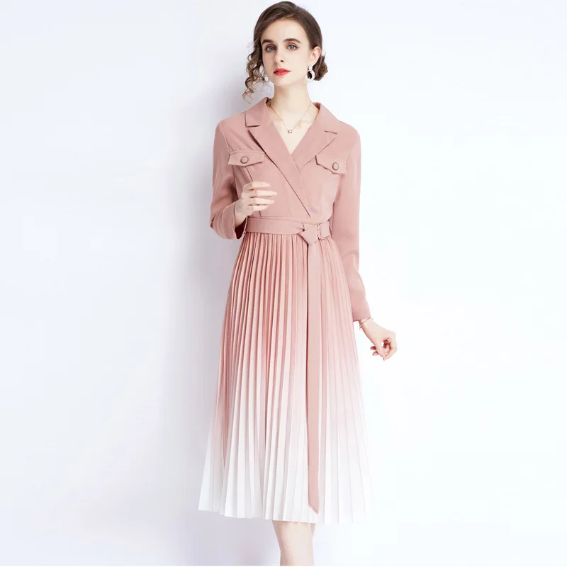 Autumn Elegant Blazer Dress Women High Quality Party Robe Designer Clothing Pink Pleated Midi Dresses For Women Vestidos
Autumn Elegant Blazer Dress Women High Quality Party Robe Designer Clothing Pink Pleated Midi Dresses For Women Vestidos