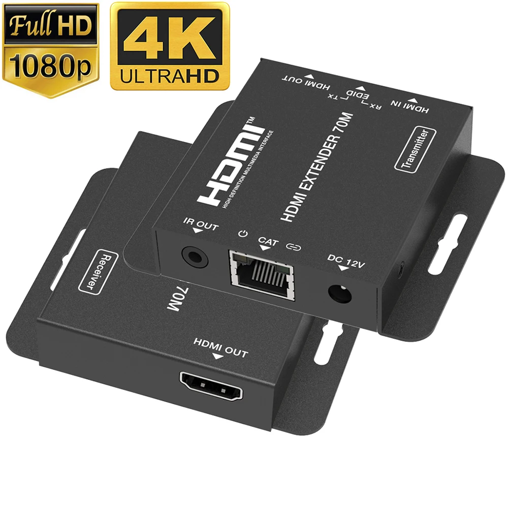 4K HDMI-Удлинитель на cat6/7 с ИК и HDMI-выходом, 1080P, удлинитель ethernet RJ45, кабель до 70 м, футов для HD ТВ, apple TV, PS4, ПК
4K HDMI-Удлинитель на cat6/7 с ИК и HDMI-выходом, 1080P, удлинитель ethernet RJ45, кабель до 70 м, футов для HD ТВ, apple TV, PS4, ПК