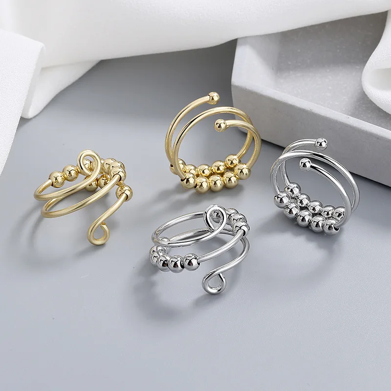 Open Double Layer Adjustable Decompression Color Retention Stress Anxiety Ring Fidget Spinner Beads Ring Worry Ring
Open Double Layer Adjustable Decompression Color Retention Stress Anxiety Ring Fidget Spinner Beads Ring Worry Ring