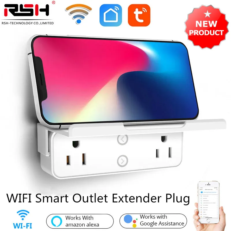 Tuya WiFi Smart US Outlet Extender Multi Plug Socket Shelf with 2 Outlet Splitter Smart Life App Control Works with Alexa Google
Tuya WiFi Smart US Outlet Extender Multi Plug Socket Shelf with 2 Outlet Splitter Smart Life App Control Works with Alexa Google