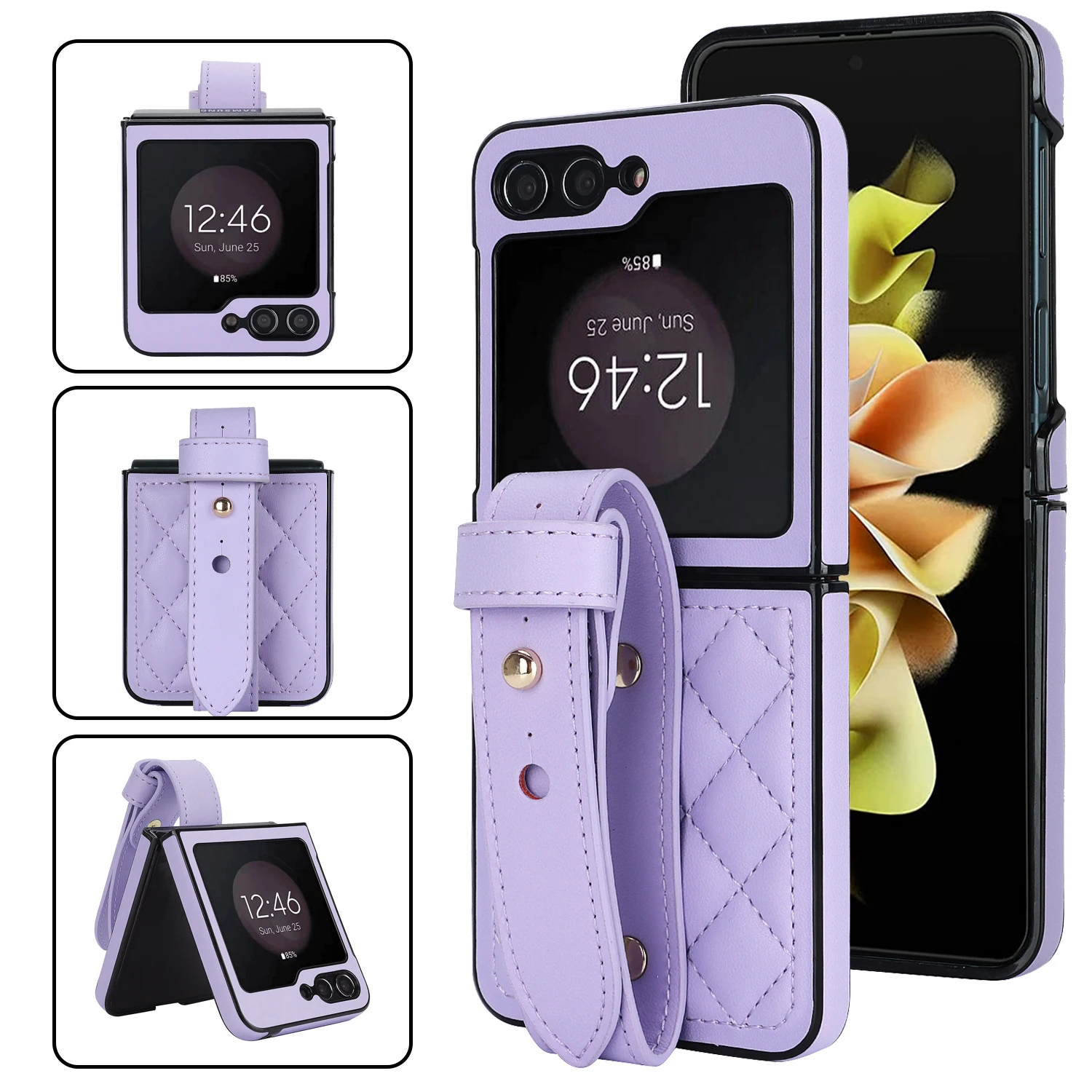 For Samsung Galaxy Z Flip 5 4 3 Case Elegant Soft Plain Leather Wrist Strap Holder Shockproof Protective Back Cover Accessories
For Samsung Galaxy Z Flip 5 4 3 Case Elegant Soft Plain Leather Wrist Strap Holder Shockproof Protective Back Cover Accessories