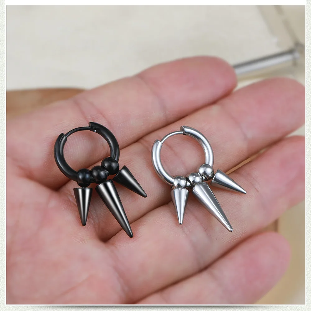 1PC Black Silver Color Stainless Steel Rock Punk Hip Hop Hoop Earrings Cone Tip Rivet Spike Pendant Drop Earrings for Men Women
1PC Black Silver Color Stainless Steel Rock Punk Hip Hop Hoop Earrings Cone Tip Rivet Spike Pendant Drop Earrings for Men Women