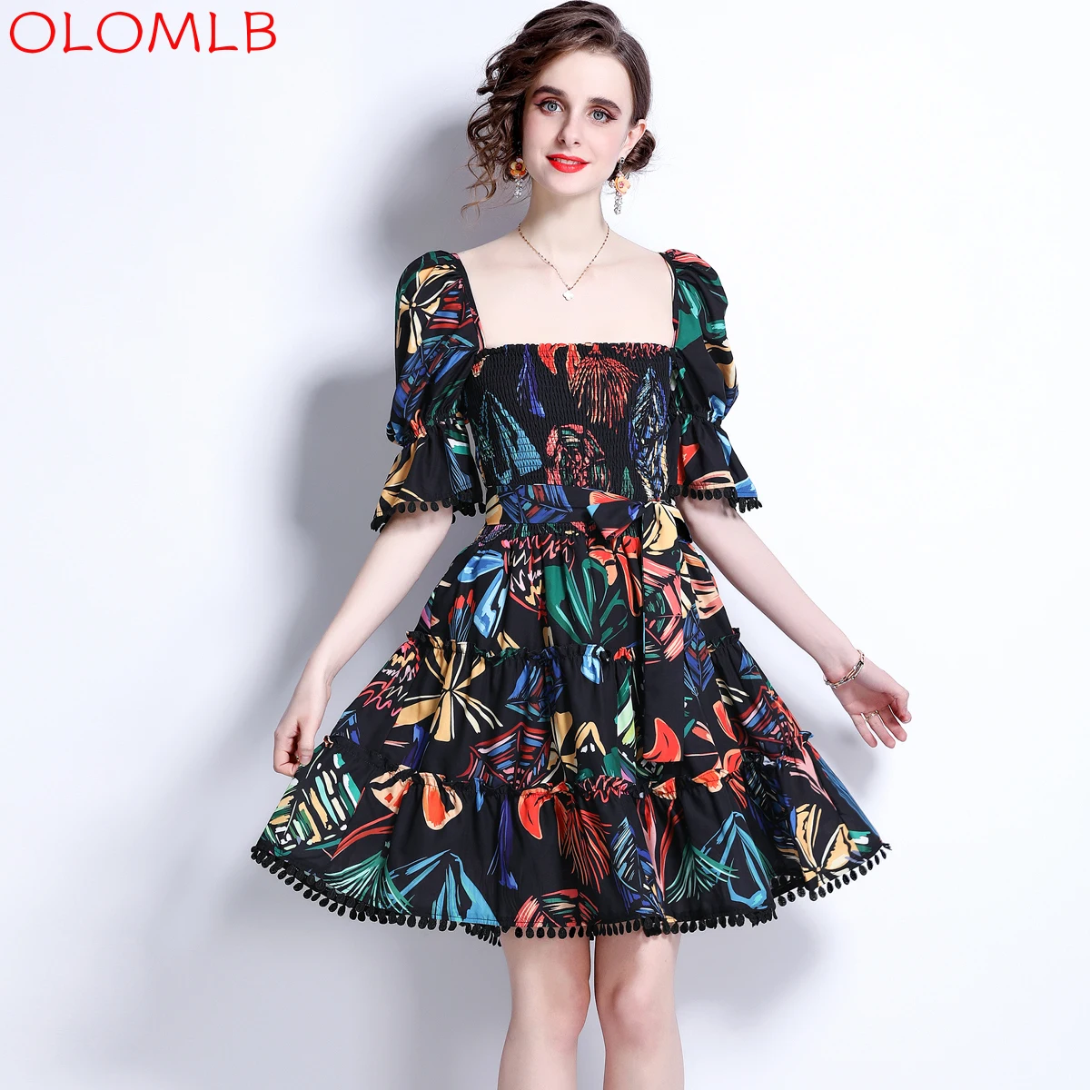 OLOMLB 2022 New Puff Sleeve Square Neck Temperament High Waist Print Dress Ladies Prom Party Dress Luxury Designer Clothing
OLOMLB 2022 New Puff Sleeve Square Neck Temperament High Waist Print Dress Ladies Prom Party Dress Luxury Designer Clothing