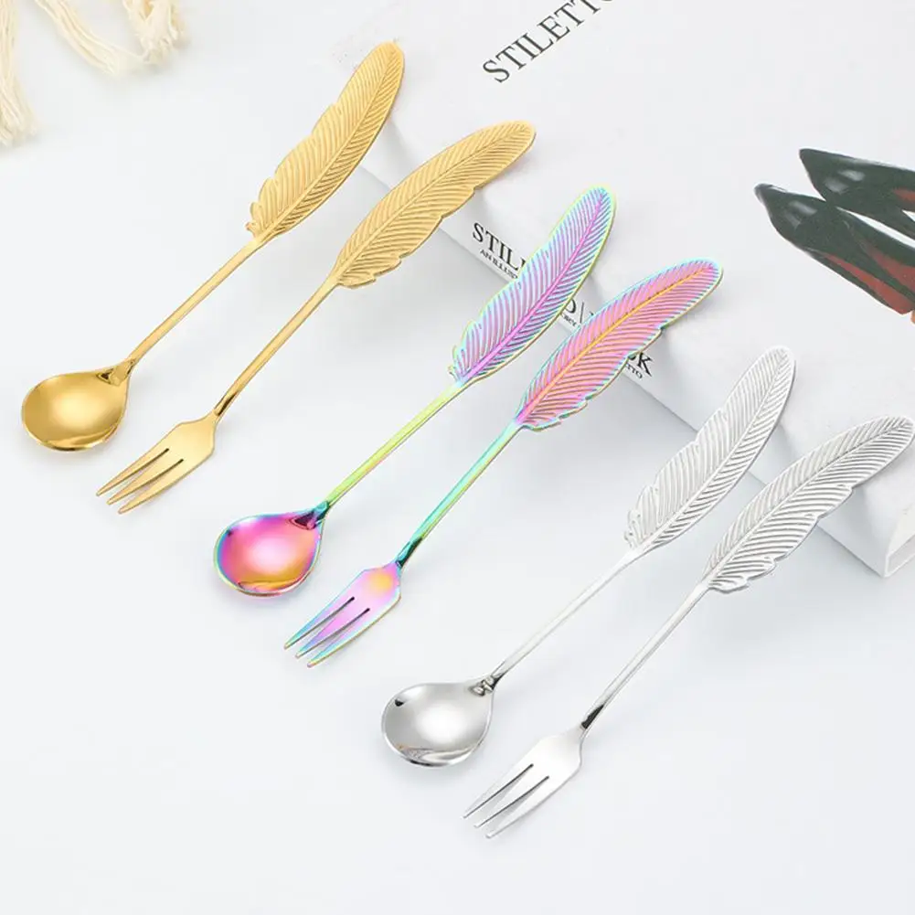 Steel Feather-shaped Spoon Fork For Fruit Cakes Dessert Coffee Stirring Spoon Tableware Kitchen Accessor K2b1
Steel Feather-shaped Spoon Fork For Fruit Cakes Dessert Coffee Stirring Spoon Tableware Kitchen Accessor K2b1