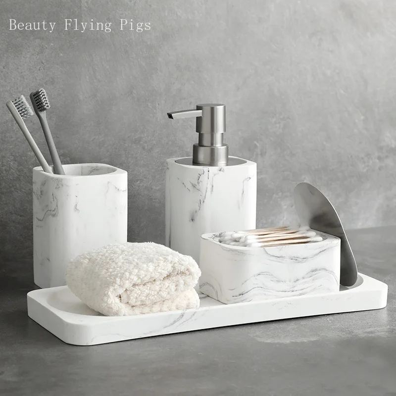 Nordic Resin Marble Pattern Soap Dispenser Bathroom Toiletries Shampoo Bottle Mouthwash Cup Soap Dish Bathroom Accesories
Nordic Resin Marble Pattern Soap Dispenser Bathroom Toiletries Shampoo Bottle Mouthwash Cup Soap Dish Bathroom Accesories
