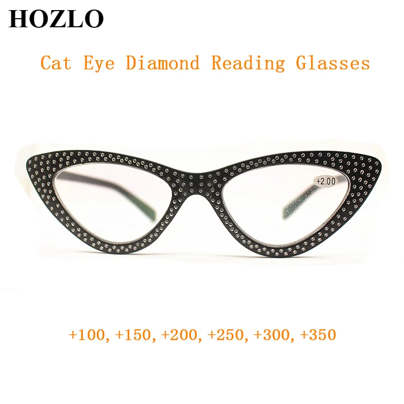 

Women Fashion Diamond Cat Eye Reading Glasses Magnifier Europe America Female High Definition Presbyopic Eyeglasses +1.0~+3.5