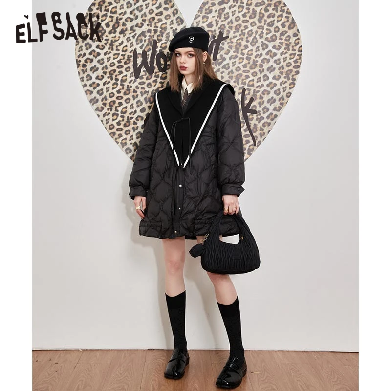 ELFSACK Black Detachable Wool Collar Down Coats Women 2022 Winter New Loose Warm Outwears
ELFSACK Black Detachable Wool Collar Down Coats Women 2022 Winter New Loose Warm Outwears