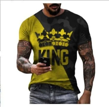 Men's size summer loose casual fashion round neck color matching 3D digital printing T-shirt
Men's size summer loose casual fashion round neck color matching 3D digital printing T-shirt