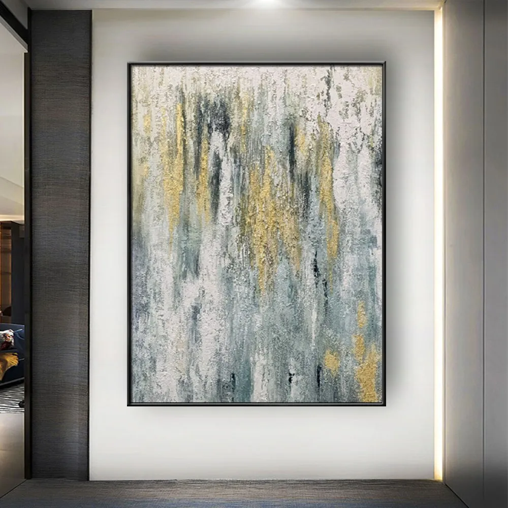 Hand-Painted Oil Painting Modern Abstract Golden Aluminum Foil Green Tone Canvas Poster Decoration Living Room Mural Wall Art
Hand-Painted Oil Painting Modern Abstract Golden Aluminum Foil Green Tone Canvas Poster Decoration Living Room Mural Wall Art
