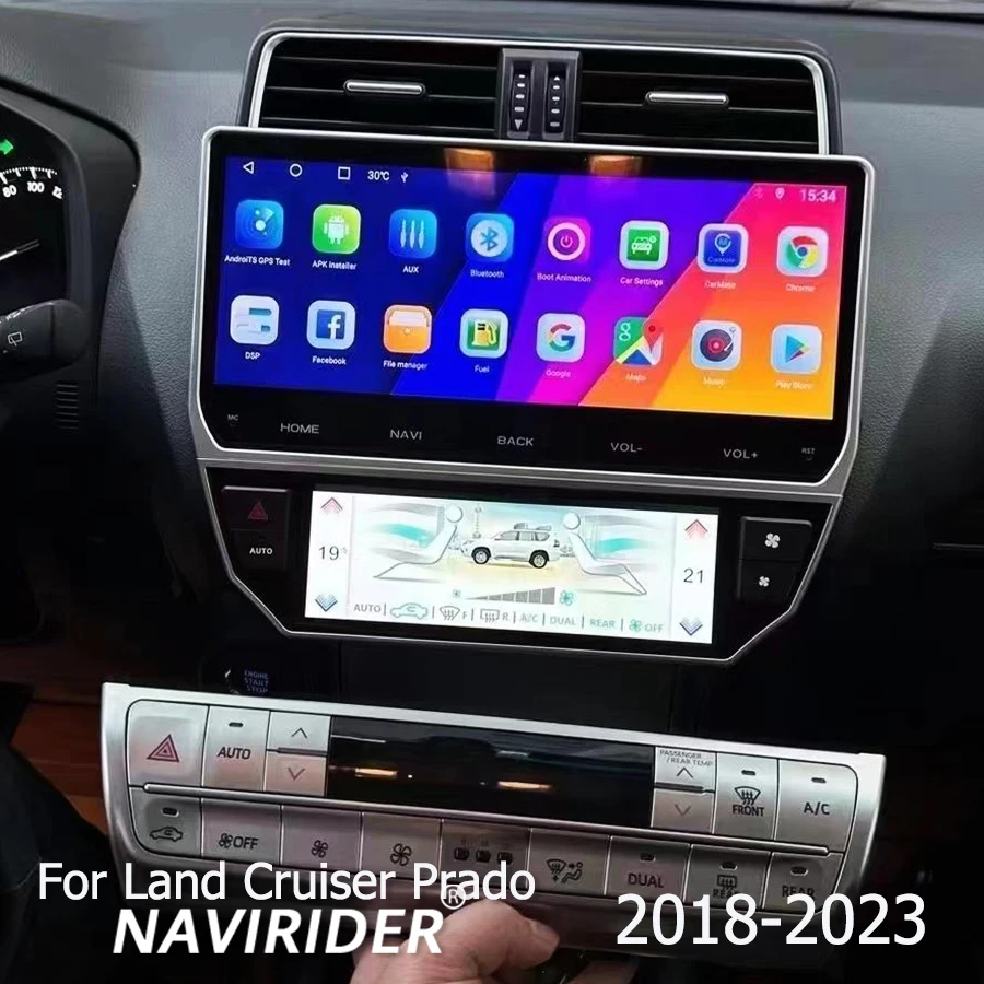 Экран переменного тока + Автомагнитола Android 14 для Toyota Land Cruiser Prado 150 2018 - 2023