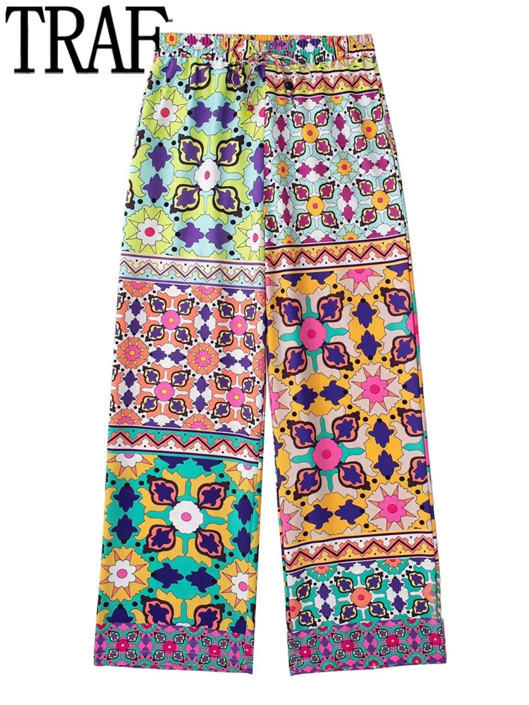 TRAF Patchwork Print Women Pants Sets Vintage Pyjama Woman Trousers Mid-Waist Casual Summer Pants Straight Leg Beach Trousers
TRAF Patchwork Print Women Pants Sets Vintage Pyjama Woman Trousers Mid-Waist Casual Summer Pants Straight Leg Beach Trousers