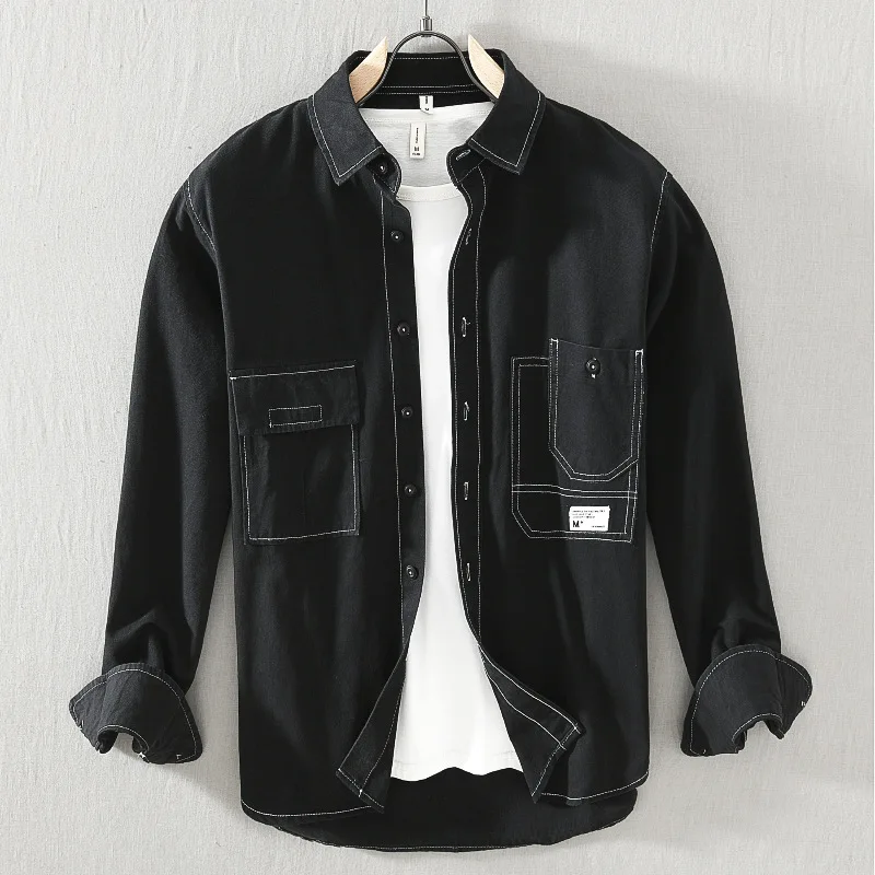 Four Seasons New Men Shirts Lapel Loose Youth Male Solid Color Personality Casual Shirt Fashion Men Long Sleeve Simple Shirt Top
Four Seasons New Men Shirts Lapel Loose Youth Male Solid Color Personality Casual Shirt Fashion Men Long Sleeve Simple Shirt Top