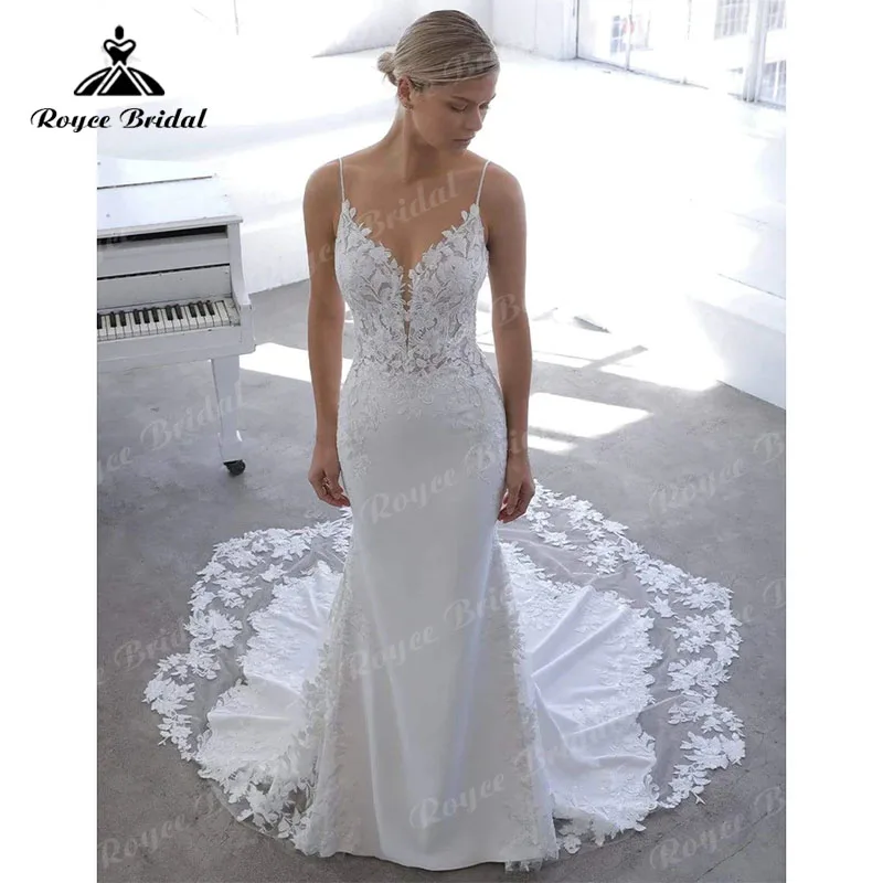 Spaghetti Straps Mermaid/Trumpet Boho Wedding Dress V Neck Lace Appliques Backless Cut-out 2023 Vestido robe de soirée femme
Spaghetti Straps Mermaid/Trumpet Boho Wedding Dress V Neck Lace Appliques Backless Cut-out 2023 Vestido robe de soirée femme