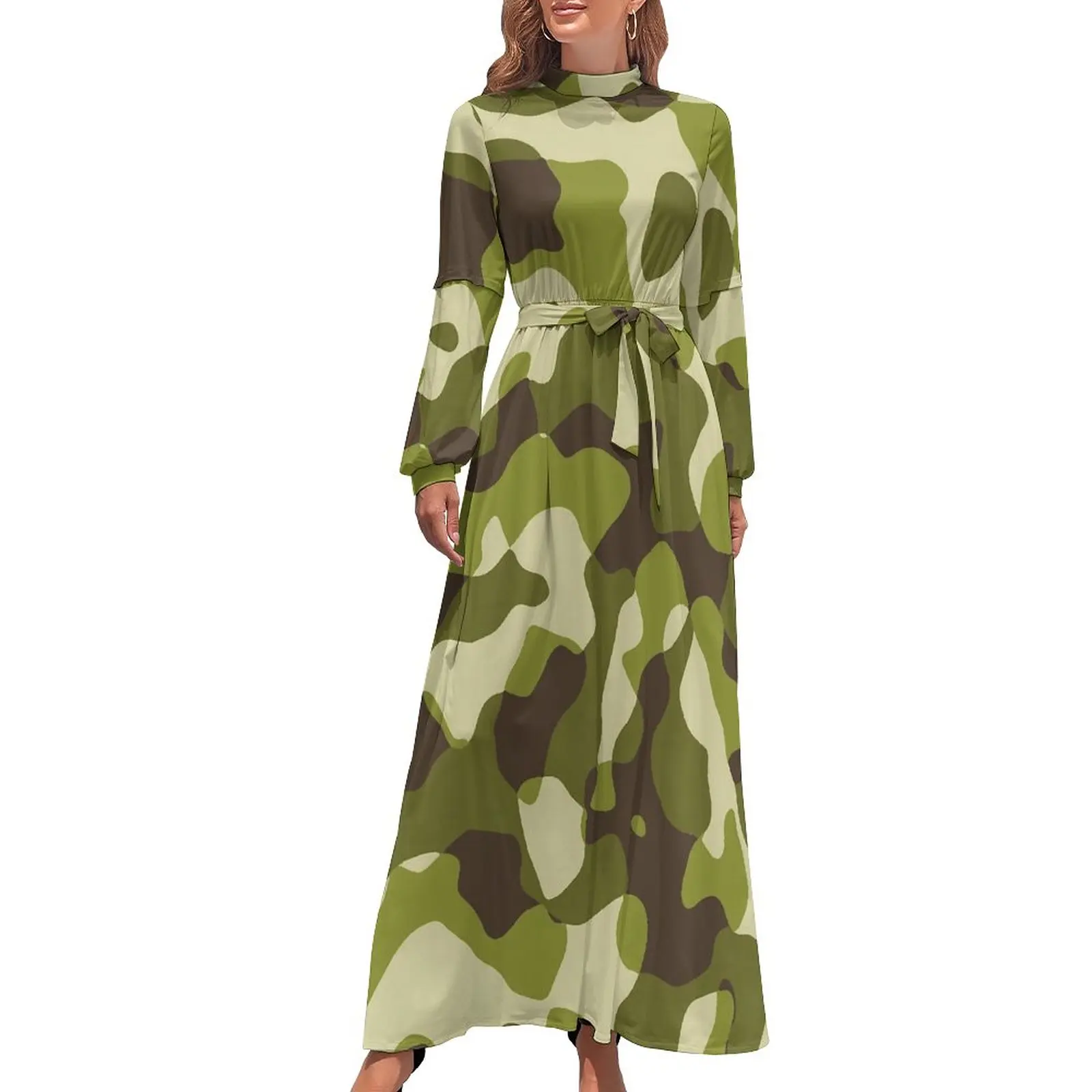 Платье-макси камуфляжное с высокой талией и принтом
Платье-макси камуфляжное с высокой талией и принтом