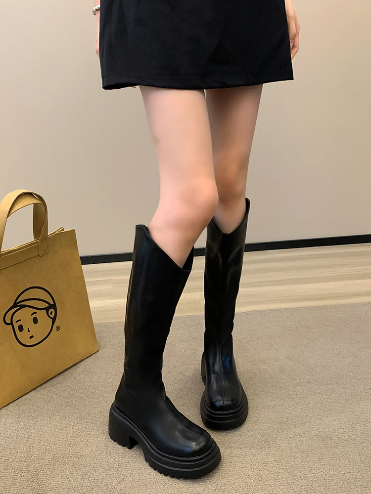 Shoes Zipper Women's Boots Autumn Flat Heel Round Toe Boots-Women Rock Ladies Med Over-the-Knee Rubber Lolita 2023 PU Rome Retro 
Shoes Zipper Women's Boots Autumn Flat Heel Round Toe Boots-Women Rock Ladies Med Over-the-Knee Rubber Lolita 2023 PU Rome Retro
