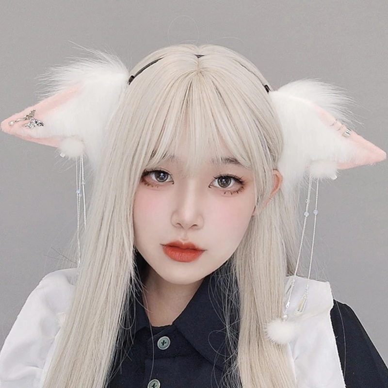 Furry Cat Ears Headband Cute Foxes Ears Tassels Clip Plush Animal Ear Headdress Gothics Accessory Cosplays Celebrations
Furry Cat Ears Headband Cute Foxes Ears Tassels Clip Plush Animal Ear Headdress Gothics Accessory Cosplays Celebrations