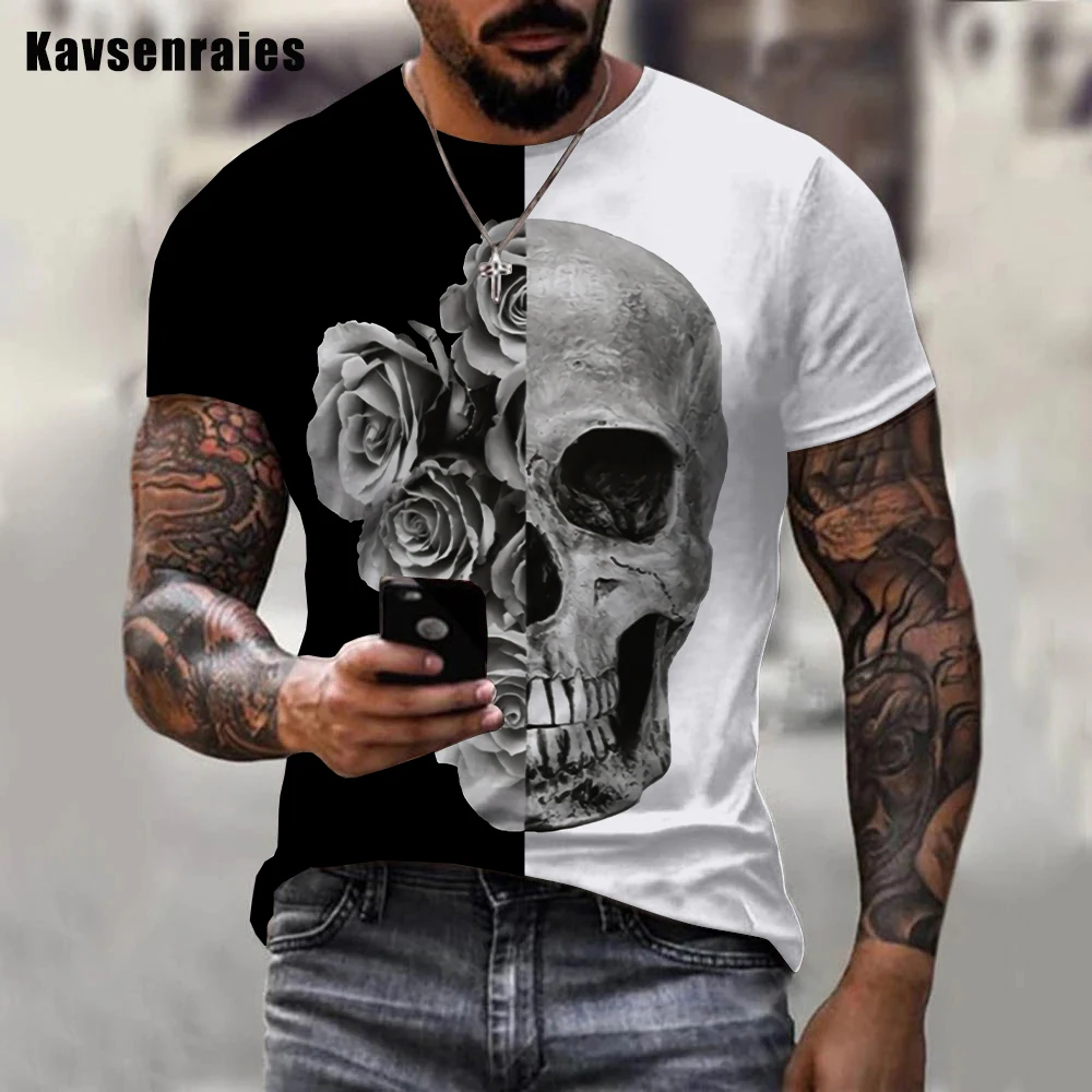 High Quality Black White Skull Pattern Printed 3D T-shirt Men Women Summer Fashion Casual Short Sleeve Streetwear Oversized Tops
High Quality Black White Skull Pattern Printed 3D T-shirt Men Women Summer Fashion Casual Short Sleeve Streetwear Oversized Tops
