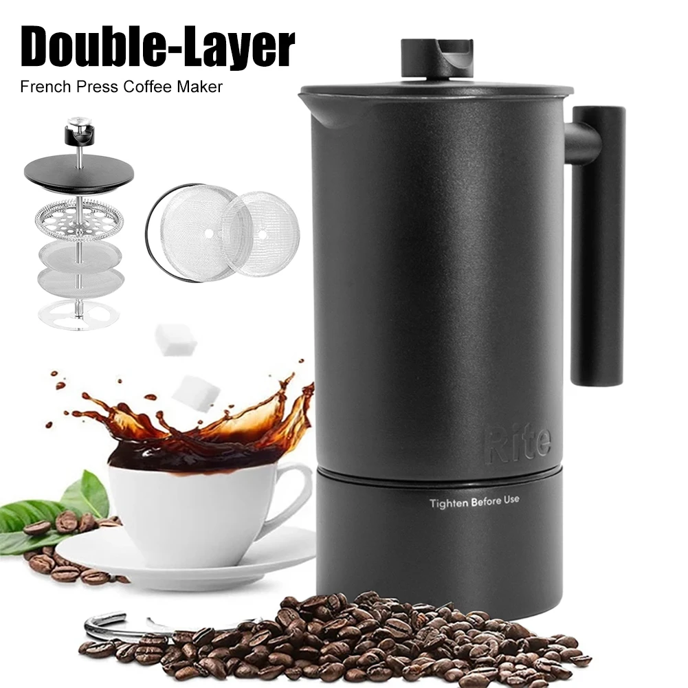 1200ML French Press Pot Stainless Steel Espresso Coffee Machine Double-Layer Coffee Tea Maker Pot With Hourglass Thermometer
1200ML French Press Pot Stainless Steel Espresso Coffee Machine Double-Layer Coffee Tea Maker Pot With Hourglass Thermometer