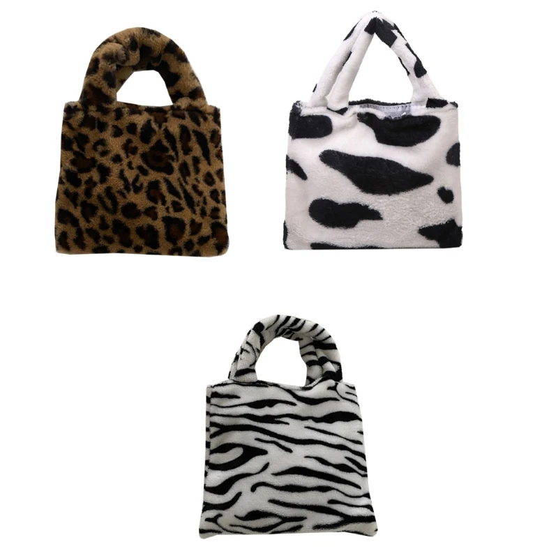 2023 New Women Plush Striped Bags Leopard Print Handbag Fuzzy Animal Print Tote Bags Cartoon Cow Pattern Clutch Bag 
2023 New Women Plush Striped Bags Leopard Print Handbag Fuzzy Animal Print Tote Bags Cartoon Cow Pattern Clutch Bag