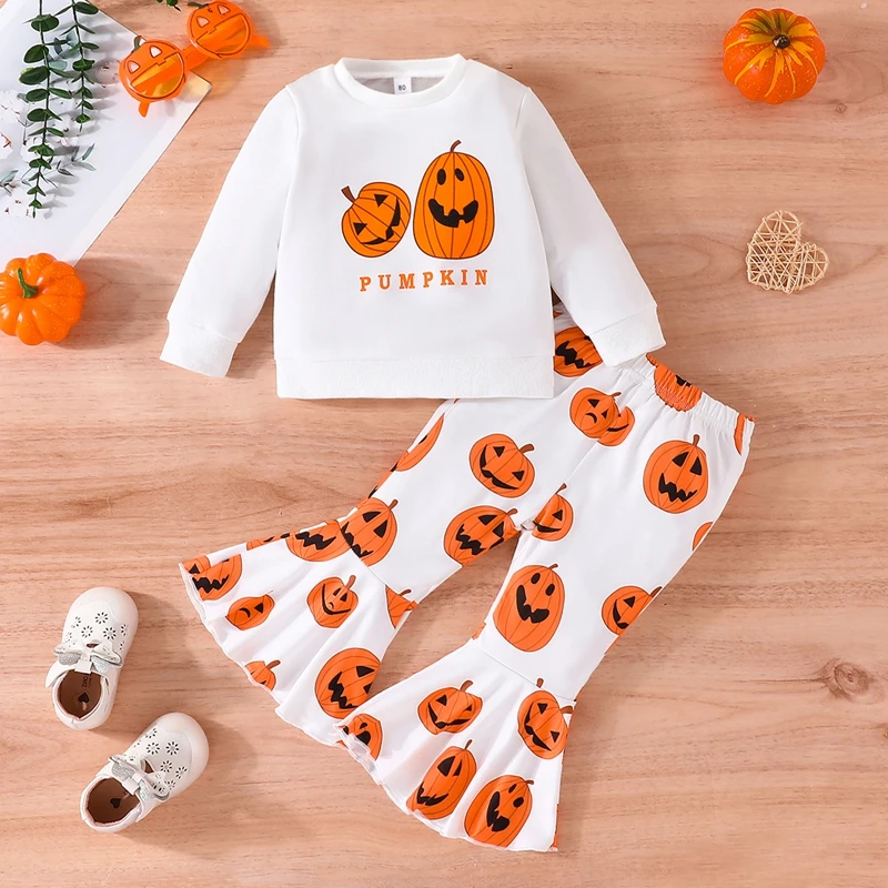 Toddler Kids Girls Halloween Clothes Letter Pumpkin Print Crew Neck Long Sleeve Sweatshirts Flare Pants 2Pcs Sets
Toddler Kids Girls Halloween Clothes Letter Pumpkin Print Crew Neck Long Sleeve Sweatshirts Flare Pants 2Pcs Sets