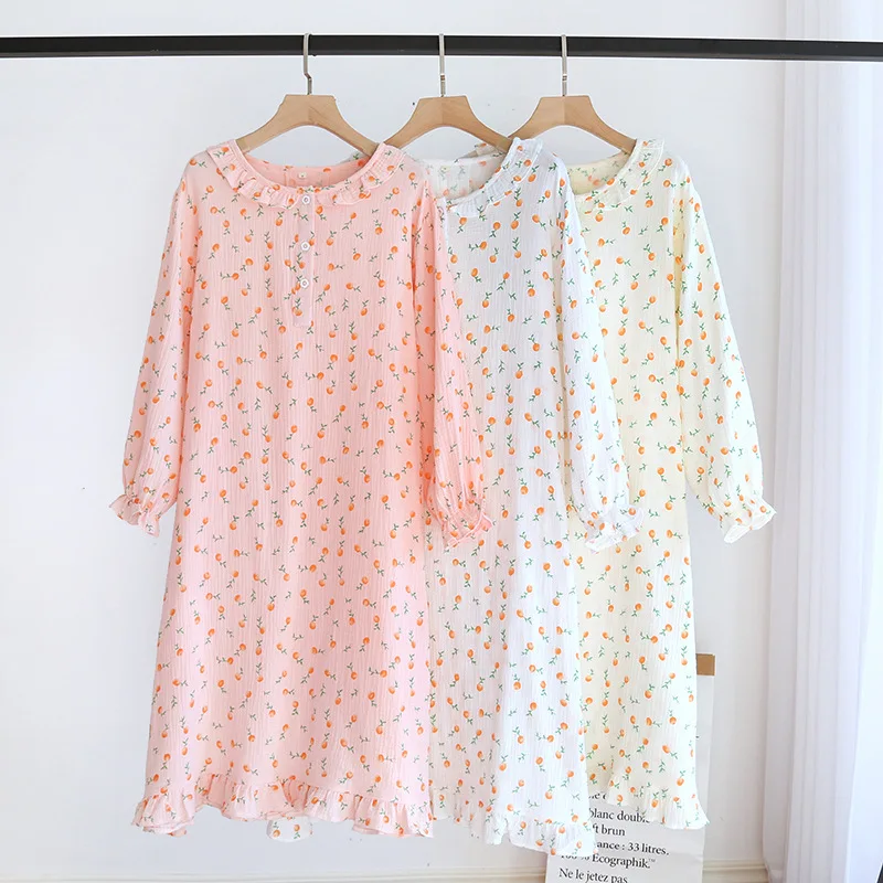 Домашняя одежда, Женское ночное платье с длинным рукавом, хлопковая Милая летняя Пижама с круглым вырезом и принтом
Домашняя одежда, Женское ночное платье с длинным рукавом, хлопковая Милая летняя Пижама с круглым вырезом и принтом