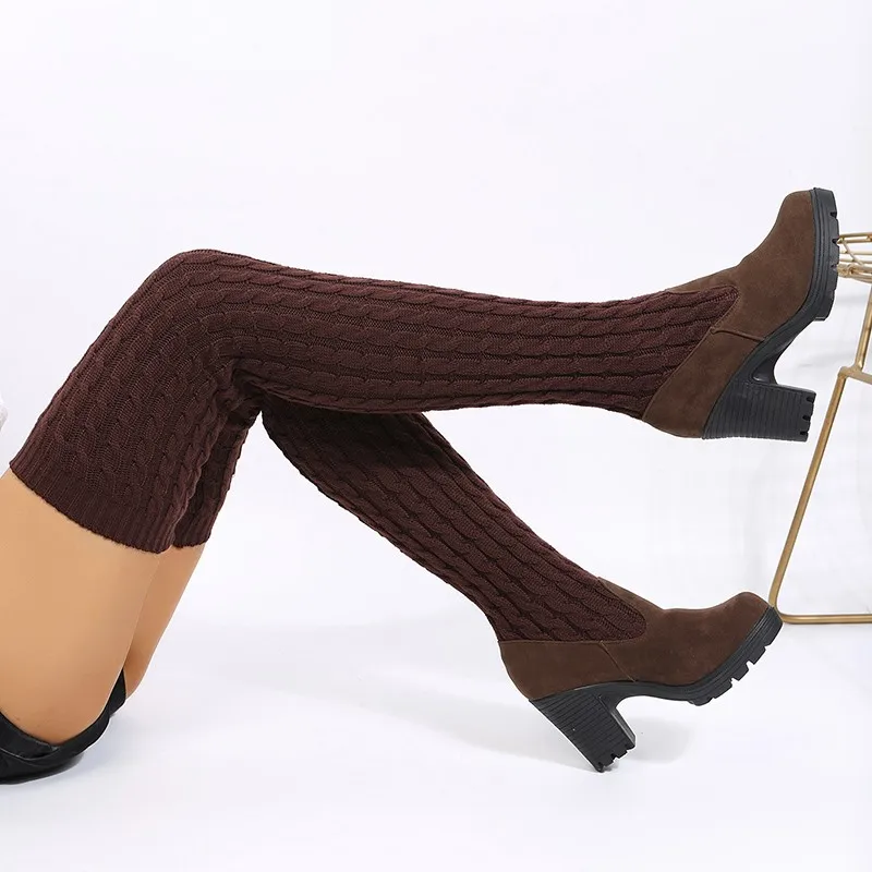 NEW Women Boots Autumn Winter Ladies Fashion Flat Bottom Boots Shoes Over The Knee Thigh High Knitting Wool Long Brand Boots
NEW Women Boots Autumn Winter Ladies Fashion Flat Bottom Boots Shoes Over The Knee Thigh High Knitting Wool Long Brand Boots