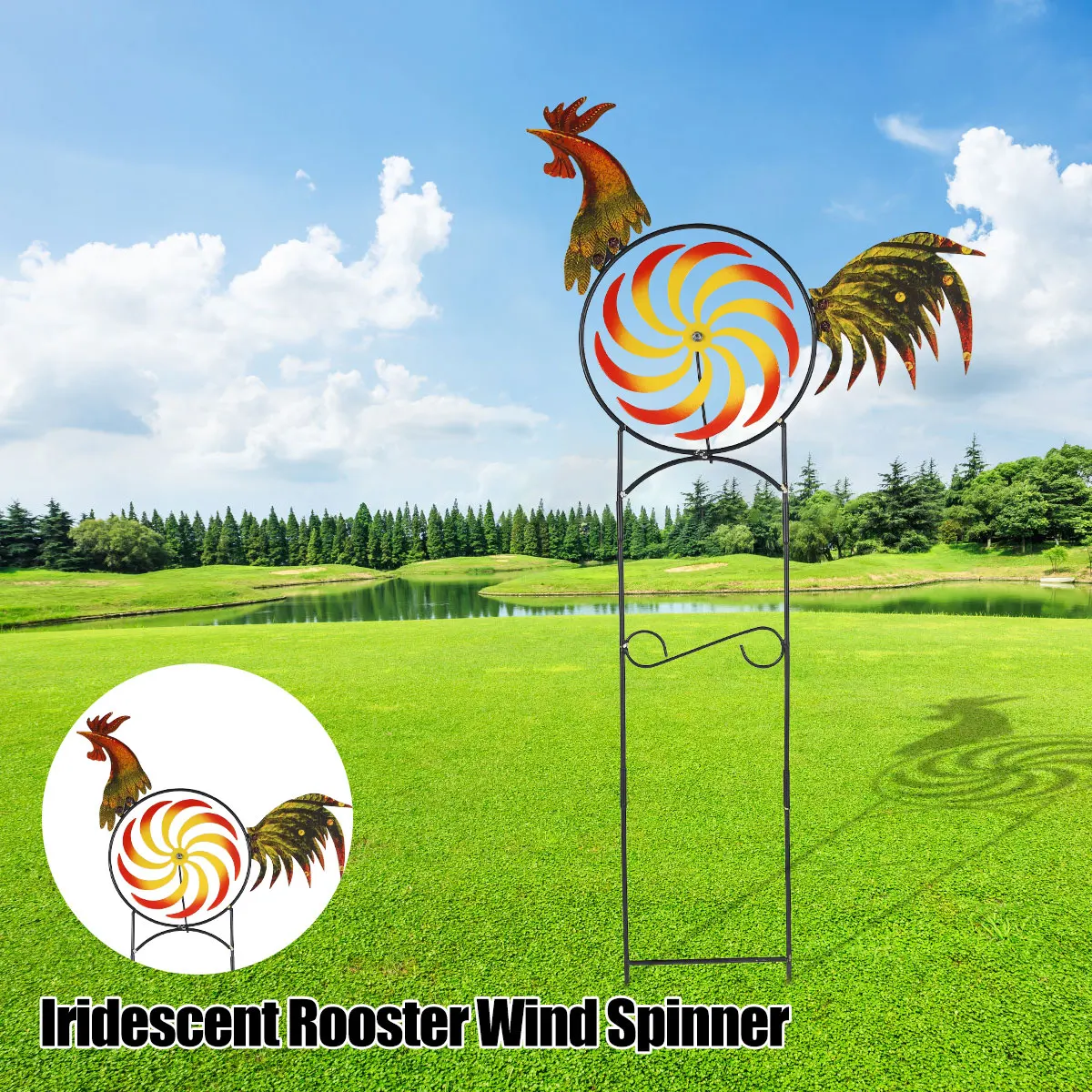 Rooster Wind Iridescent Spinner Wind Decorative Garden Statue Metal Rooster Windmill Craft for Outdoor Patio Backyard Decor 
Rooster Wind Iridescent Spinner Wind Decorative Garden Statue Metal Rooster Windmill Craft for Outdoor Patio Backyard Decor
