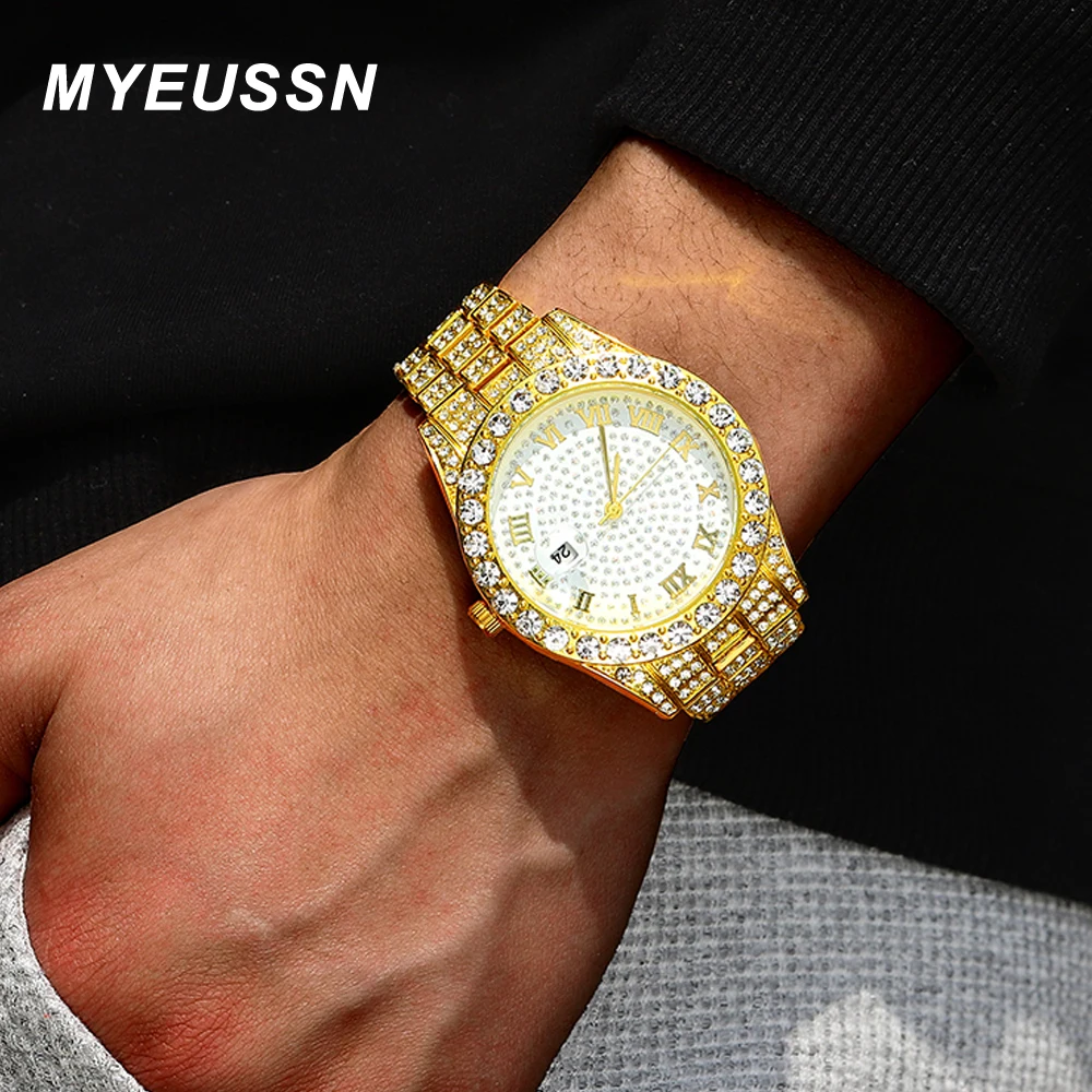 Часы наручные мужские кварцевые со стразами, модные ювелирные украшения, золотистые, в стиле хип-хоп, подарок
Часы наручные мужские кварцевые со стразами, модные ювелирные украшения, золотистые, в стиле хип-хоп, подарок