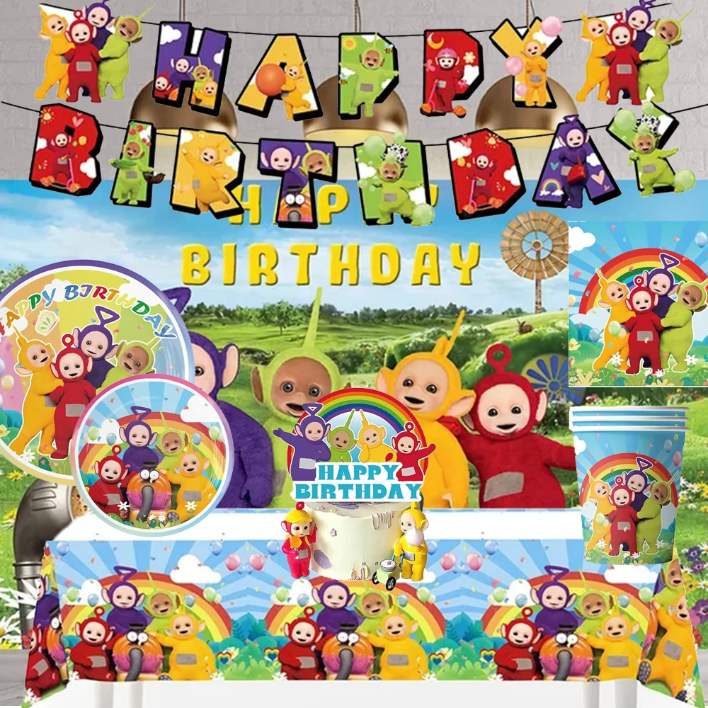 Teletubbies Theme Kid Favorite Birthday Party Disposable Cups Plates Balloon Tablecloth Cake Flag Kids Party Decor Supplies
Teletubbies Theme Kid Favorite Birthday Party Disposable Cups Plates Balloon Tablecloth Cake Flag Kids Party Decor Supplies