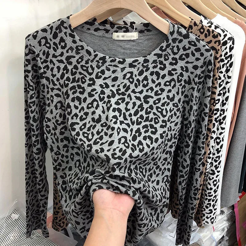 Женская футболка с длинным рукавом весна-осень узор зебры леопарда Модные