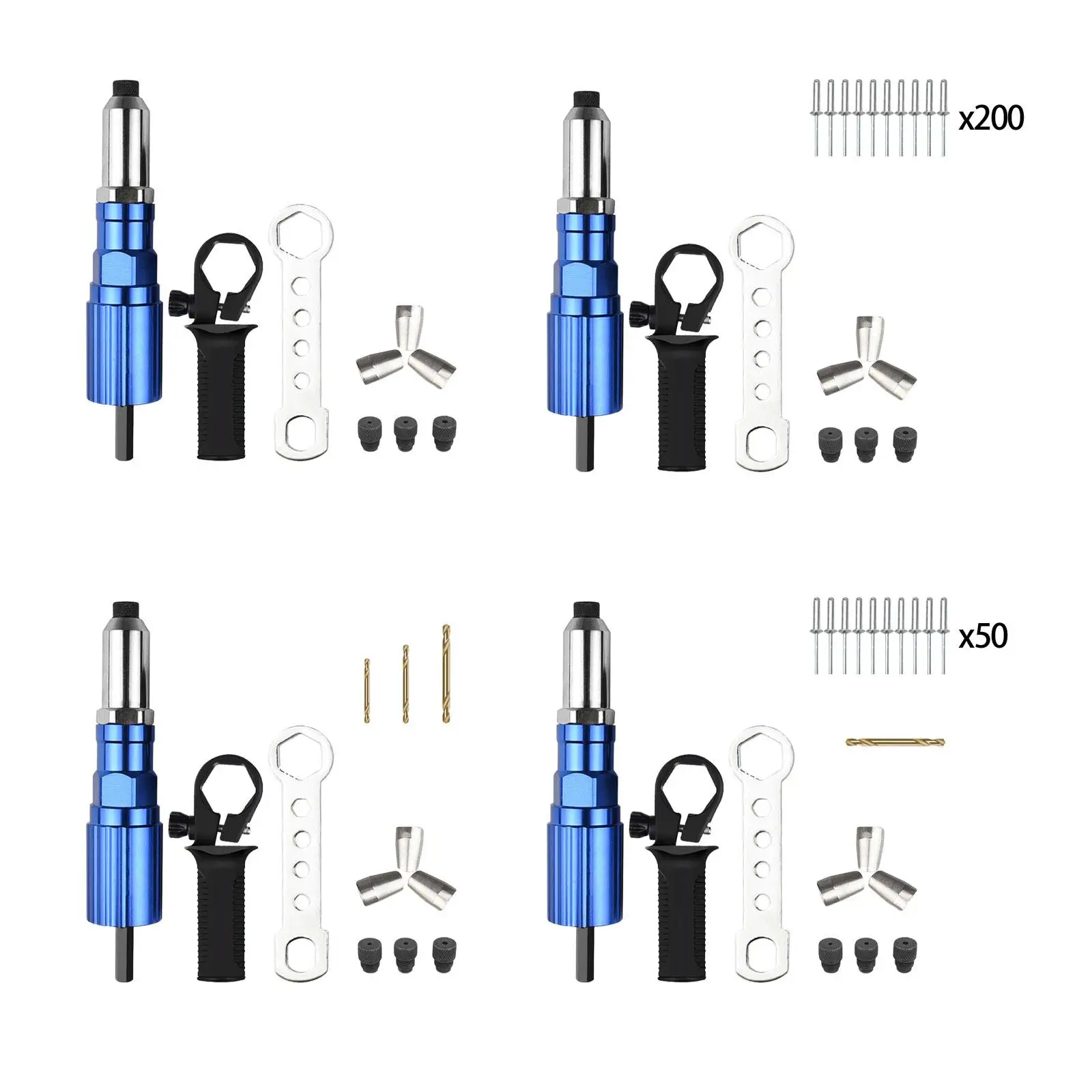 Electric Rivet Adapter Professional Aluminum Alloy Riveting Drill Drill Riveting Insert Nut for Door Repair Gutter Repair Pipes
Electric Rivet Adapter Professional Aluminum Alloy Riveting Drill Drill Riveting Insert Nut for Door Repair Gutter Repair Pipes