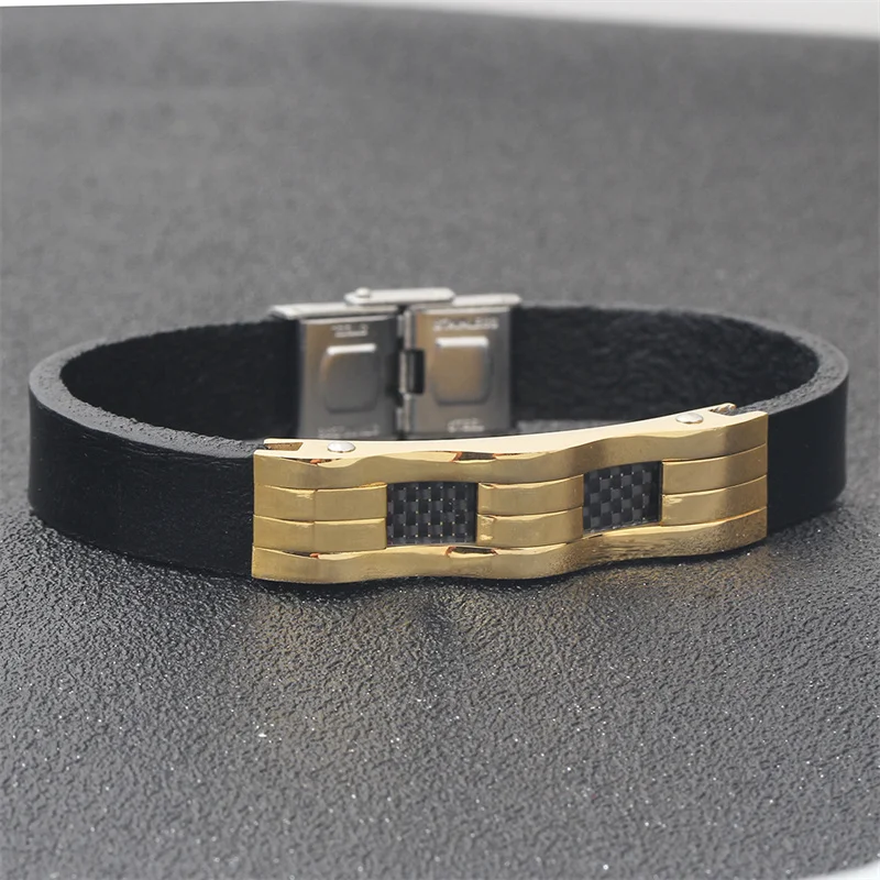 YW GAIRU 18K Gold Buckle Black Men Leather Bracelet Punk Handmade Stainless Steel Bangle Bracelet Jewellery 2022 Trend
YW GAIRU 18K Gold Buckle Black Men Leather Bracelet Punk Handmade Stainless Steel Bangle Bracelet Jewellery 2022 Trend