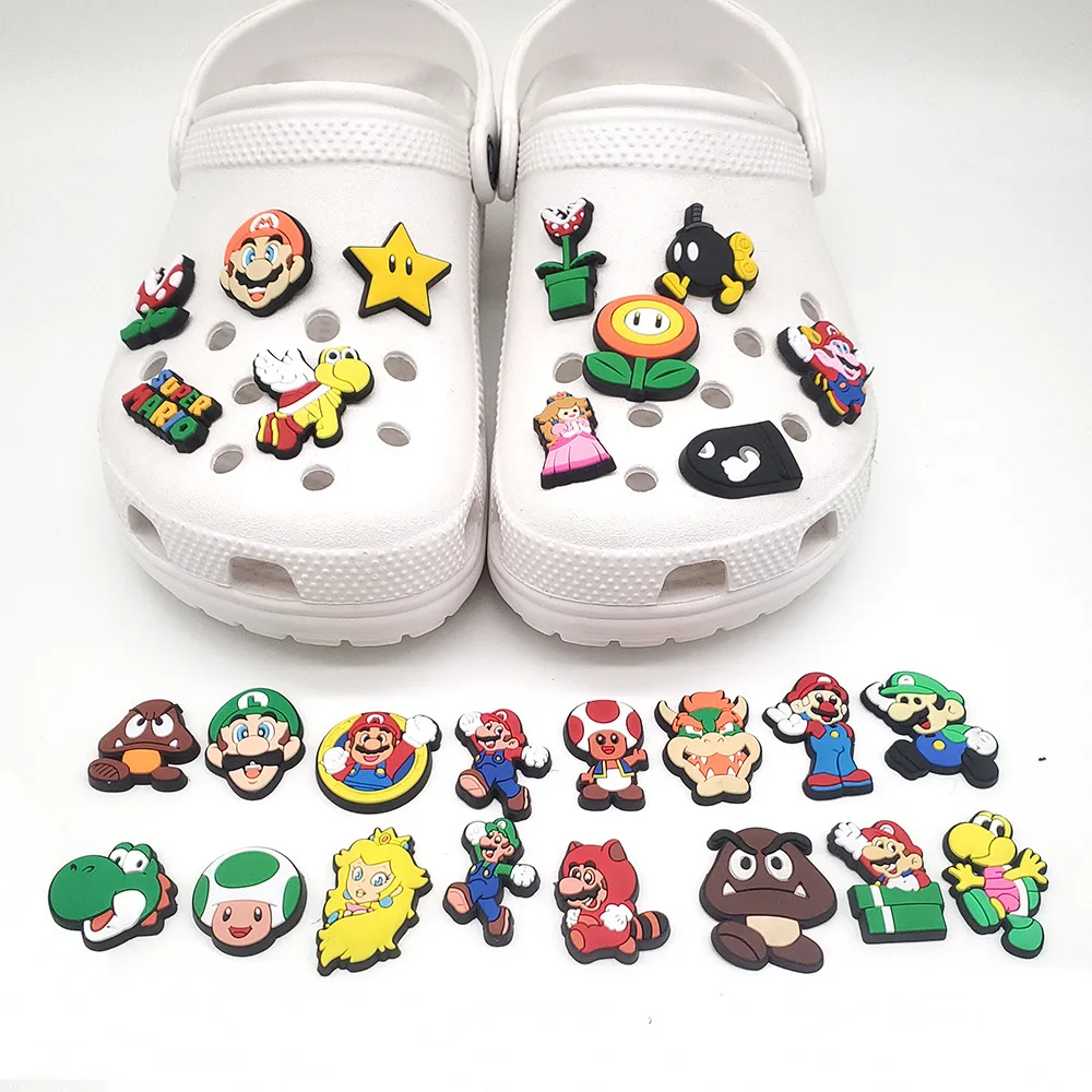

12/27pcs Super Mario Bro Shoe Croc Charms Shoe Buckles Decorations Sandals Accessories for Clogs Halloween Christmas Kids' Gifts