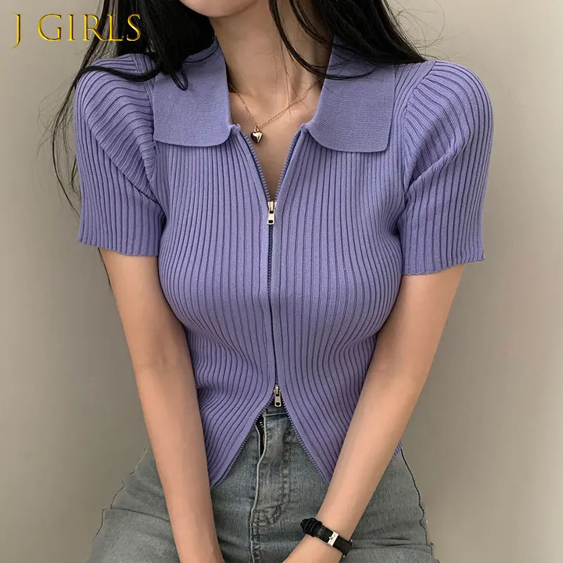 Женский трикотажный топ J GIRLS с лацканами ярких цветов и двойной молнией, модель 2022 года, Корейская шикарная летняя простая облегающая блузк...
Женский трикотажный топ J GIRLS с лацканами ярких цветов и двойной молнией, модель 2022 года, Корейская шикарная летняя простая облегающая блузк...