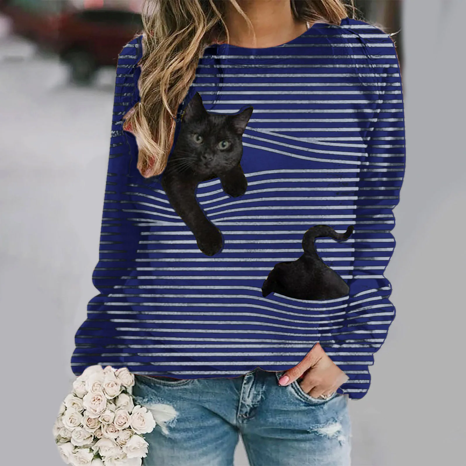 Women's Casual Round Neck Animal Stripe Long Sleeve Print T-Shirt Top Blouse Loose Fitting Knit Dress Dr2 Blouses Women
Women's Casual Round Neck Animal Stripe Long Sleeve Print T-Shirt Top Blouse Loose Fitting Knit Dress Dr2 Blouses Women