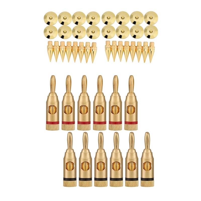 16 Pairs 6 X 36mm Copper Speaker Spike Isolation Stand + Base Pad Feet Mat & 1 Set Gold-Plated Banana Plug or Connector
16 Pairs 6 X 36mm Copper Speaker Spike Isolation Stand + Base Pad Feet Mat & 1 Set Gold-Plated Banana Plug or Connector