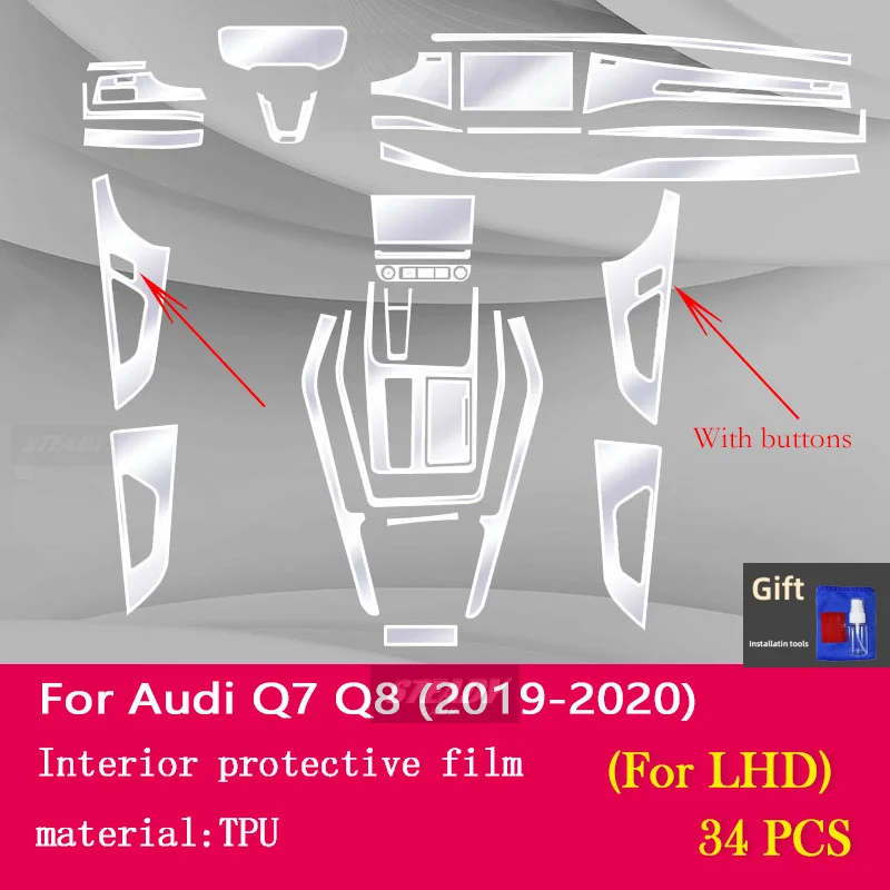 Для Audi Q7 Q8 2019-2022 2023, салон автомобиля, центральная консоль, прозрачная защитная пленка из ТПУ, аксессуары для ремонта против царапин, ремонт
Для Audi Q7 Q8 2019-2022 2023, салон автомобиля, центральная консоль, прозрачная защитная пленка из ТПУ, аксессуары для ремонта против царапин, ремонт