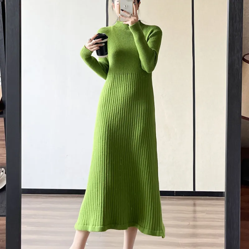 Autumn Winter Long Knitted Sweaters Dress Women Fashion Solid Basic Warm Knit Dresses Ladies Long Sleeves Elegant Robe 2022
Autumn Winter Long Knitted Sweaters Dress Women Fashion Solid Basic Warm Knit Dresses Ladies Long Sleeves Elegant Robe 2022