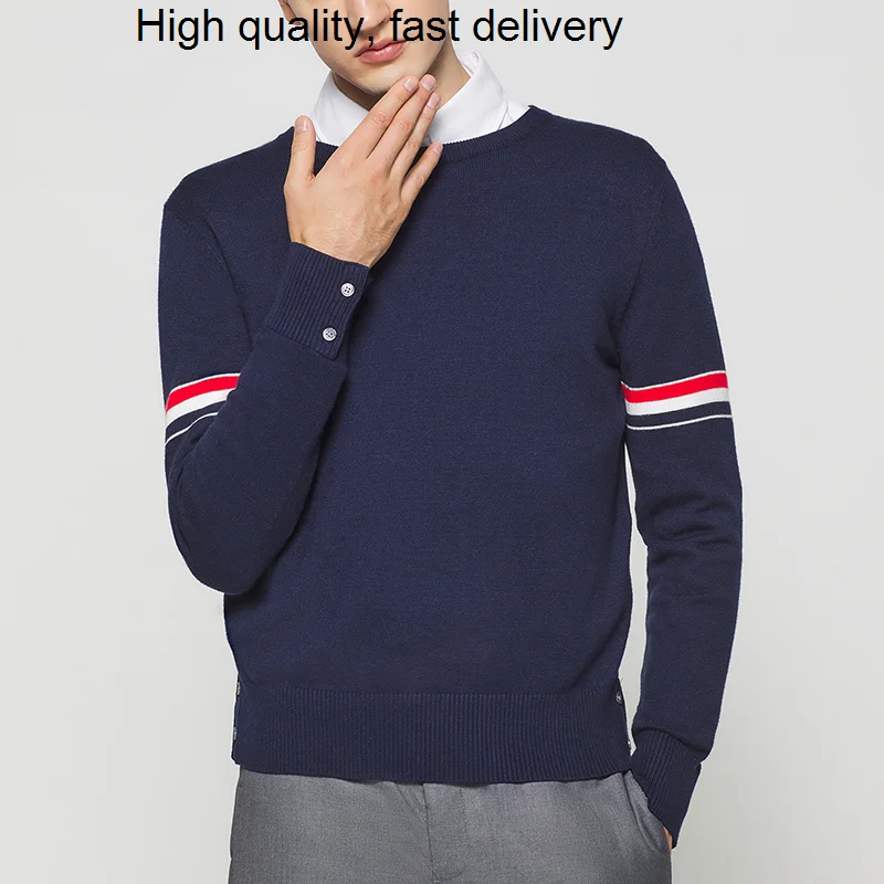 THOM Mens TB Striped Sweaters Long Sleeve Crewneck Pullover Knit Jumper Tops High Quality Classic Sweatercoat TB Wool Coat
THOM Mens TB Striped Sweaters Long Sleeve Crewneck Pullover Knit Jumper Tops High Quality Classic Sweatercoat TB Wool Coat
