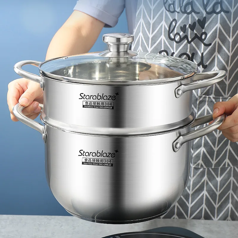 304 Thicken Stainless Steel 2-Tier/Layer Steam Cooker pot, Multi-function Steam Pot, For Kitchen Cooker Gas Stove Steam Pot
304 Thicken Stainless Steel 2-Tier/Layer Steam Cooker pot, Multi-function Steam Pot, For Kitchen Cooker Gas Stove Steam Pot