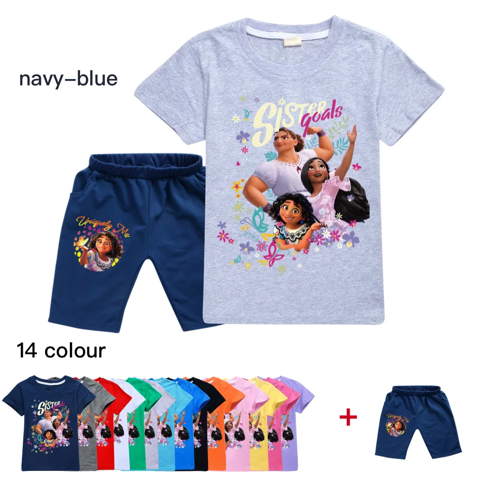 Newest Disney Encanto Cartoon Print Girls Casual Boys Short Sleeve T-Shirt Shorts 2 Piece Costume
Newest Disney Encanto Cartoon Print Girls Casual Boys Short Sleeve T-Shirt Shorts 2 Piece Costume